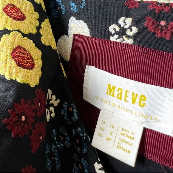 Anthropologie Maeve Marigold Floral A-Line Tie Back Fit & Flare Midi Dress - Picture 8 of 16